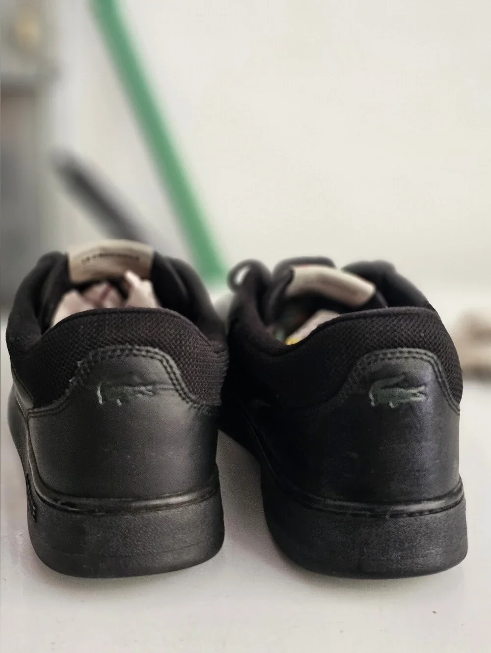 Lacoste Tennis Heritage Low Top Black Leather Sneakers Green Crocodile Mens 12